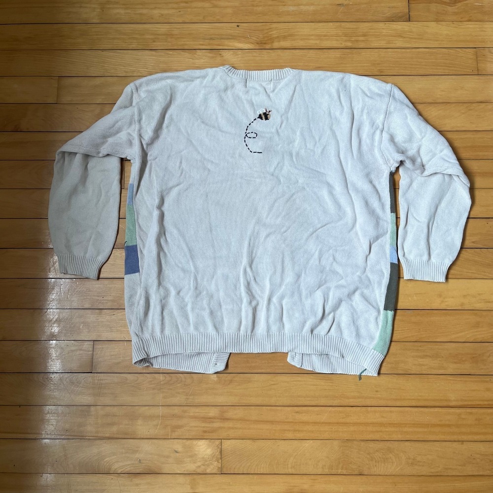 Vintage Tulchan Novelty Cardigan Sweater Cream Multicolor Medium - Picture 3 of 5